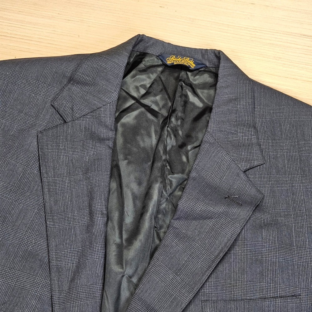 Brooks Brothers Sport Coat Mens 48M Blue Glen Plaid Wool Blazer Two Button USA